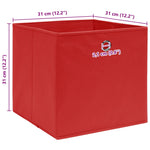 Oppbevaringsbokser 4 Stk Rød 32X32X32 Cm Stoff