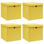Oppbevaringsbokser Med Lokk 4 Stk Gul 32X32X32 Cm Stoff
