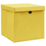 Oppbevaringsbokser Med Lokk 4 Stk Gul 32X32X32 Cm Stoff
