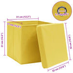 Oppbevaringsbokser Med Lokk 4 Stk Gul 32X32X32 Cm Stoff