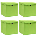 Oppbevaringsbokser Med Lokk 4 Stk Grønn 32X32X32 Cm Stoff