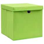 Oppbevaringsbokser Med Lokk 4 Stk Grønn 32X32X32 Cm Stoff