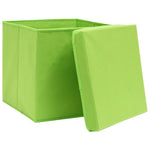 Oppbevaringsbokser Med Lokk 4 Stk Grønn 32X32X32 Cm Stoff