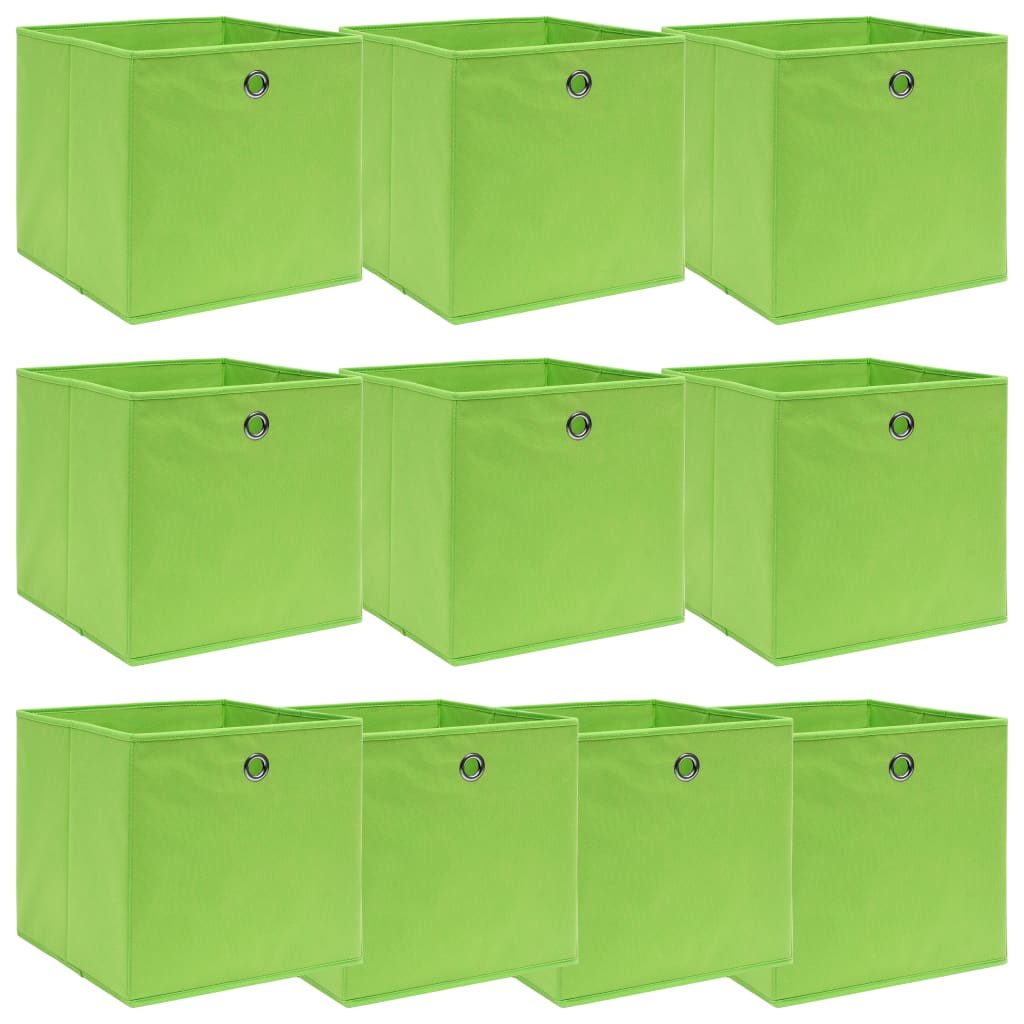 Oppbevaringsbokser 10 Stk Grønn 32X32X32 Cm Stoff