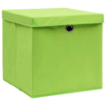 Oppbevaringsbokser Med Lokk 10 Stk Grønn 32X32X32 Cm Stoff