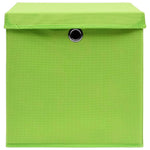 Oppbevaringsbokser Med Lokk 10 Stk Grønn 32X32X32 Cm Stoff