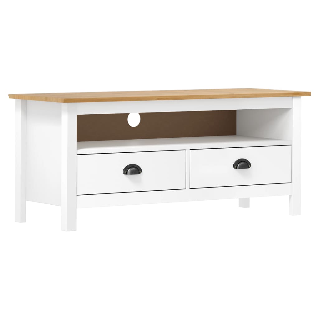Tv-Benk Hill Hvit 110X40X47 Cm Heltre Furu