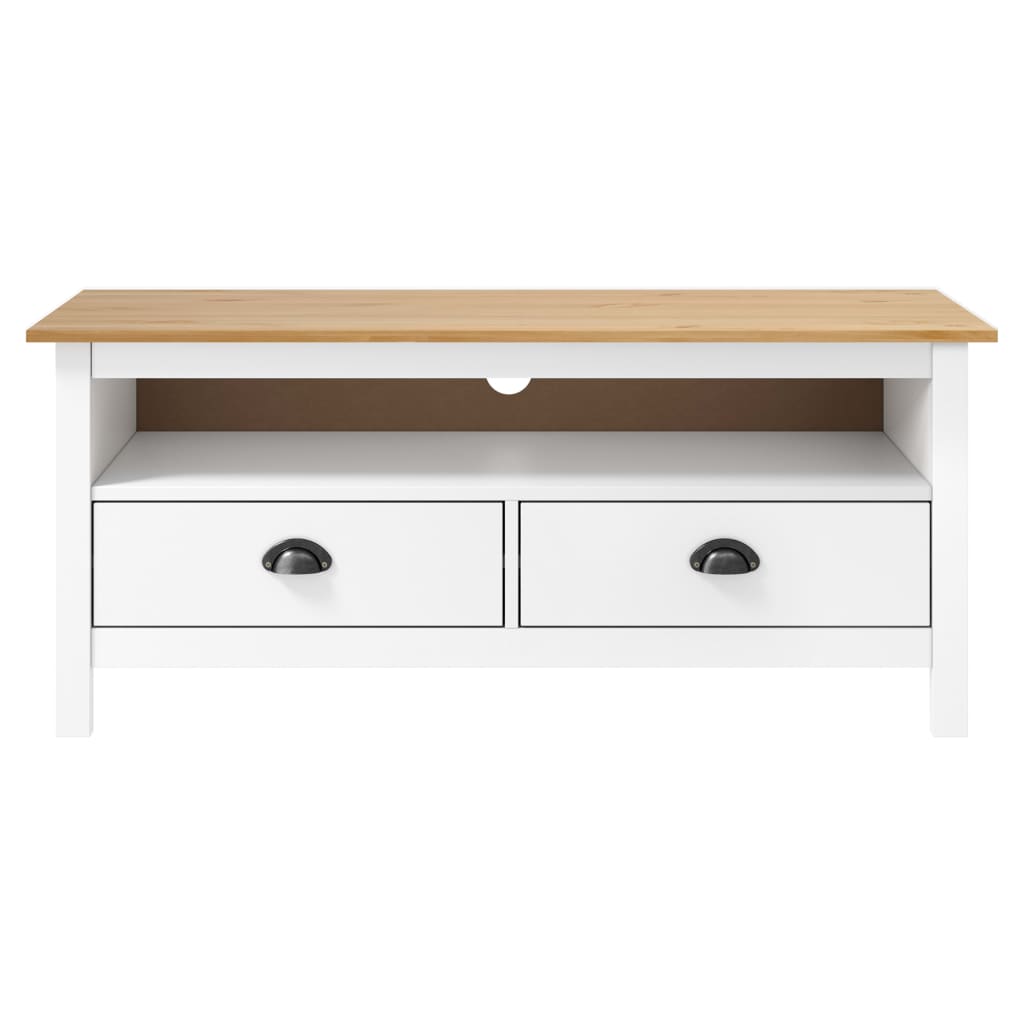 Tv-Benk Hill Hvit 110X40X47 Cm Heltre Furu