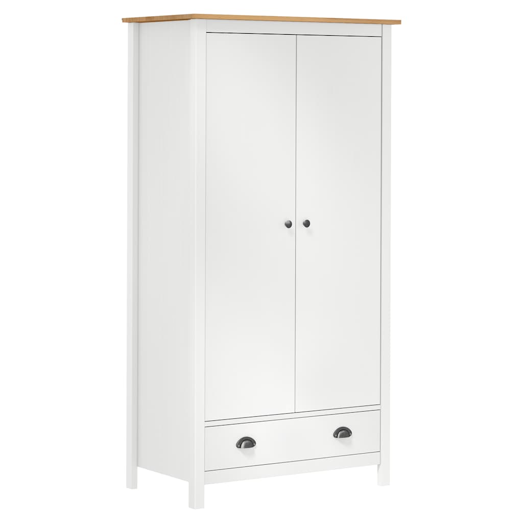 Garderobeskap 2 Dører Hill Hvit 89X50X170 Cm Heltre Furu