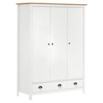 Garderobeskap 3 Dører Hill Hvit 127X50X170 Cm Heltre Furu