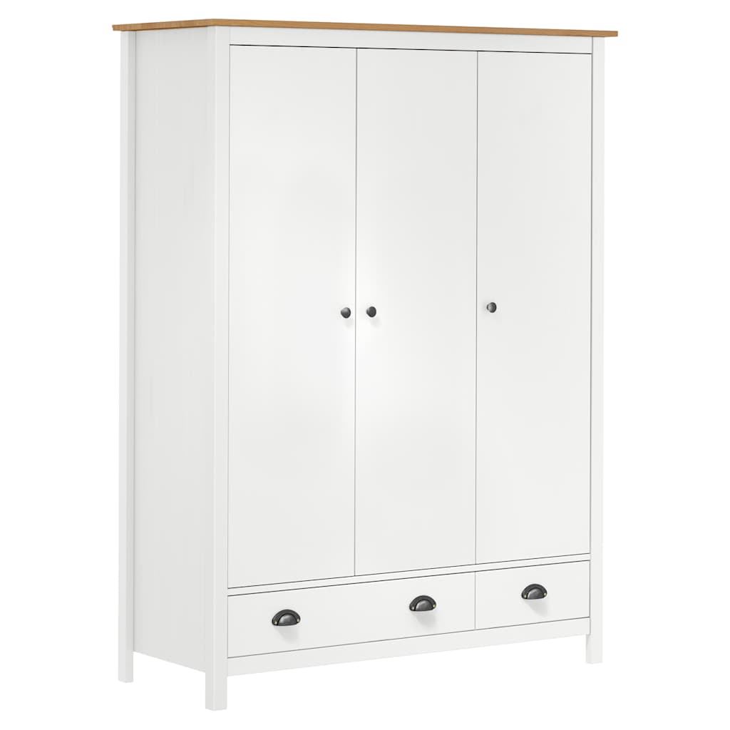 Garderobeskap 3 Dører Hill Hvit 127X50X170 Cm Heltre Furu