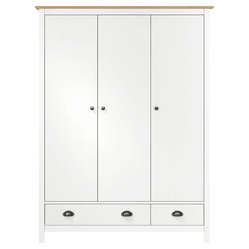 Garderobeskap 3 Dører Hill Hvit 127X50X170 Cm Heltre Furu