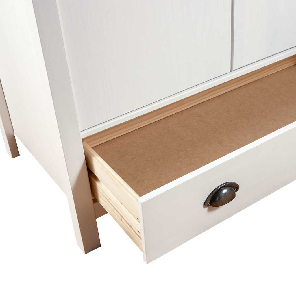 Garderobeskap 3 Dører Hill Hvit 127X50X170 Cm Heltre Furu