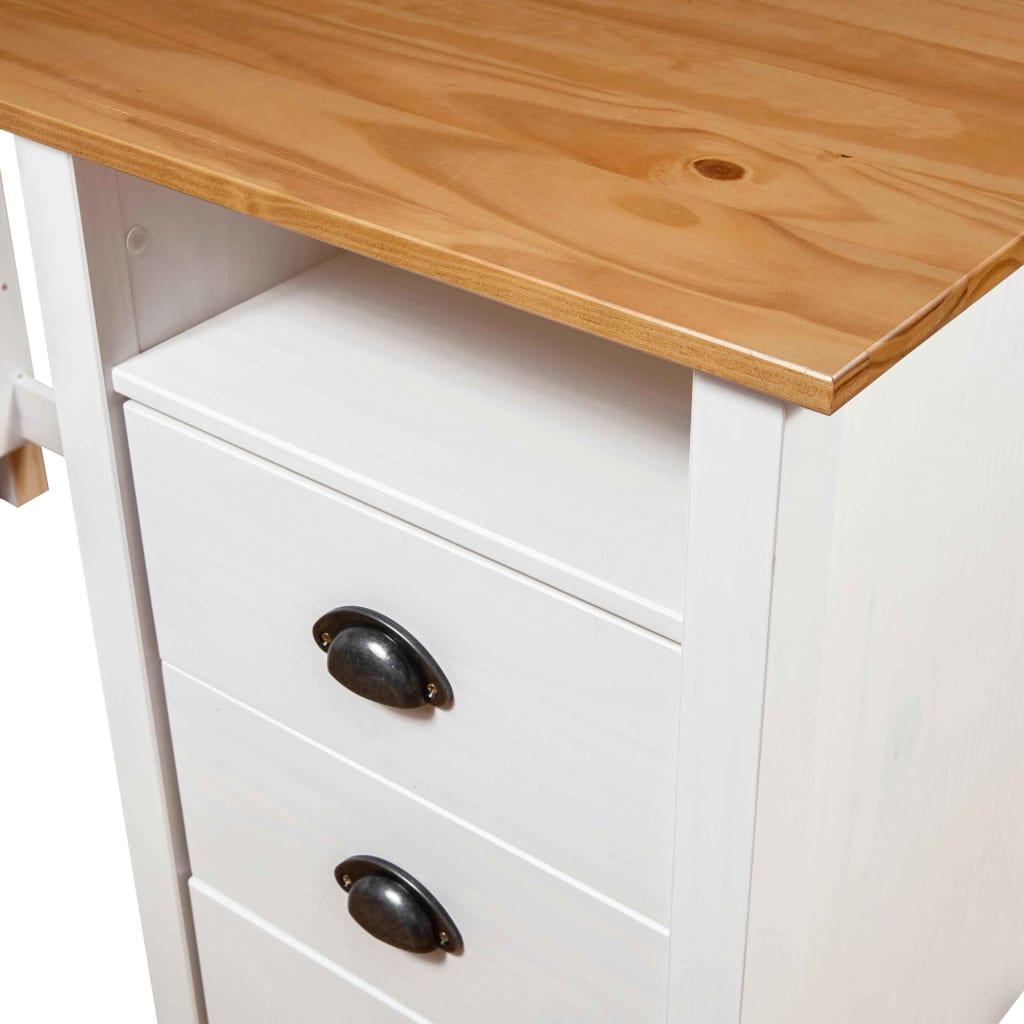 Skrivebord Hill Med 3 Skuffer 120X50X74 Cm Heltre Furu