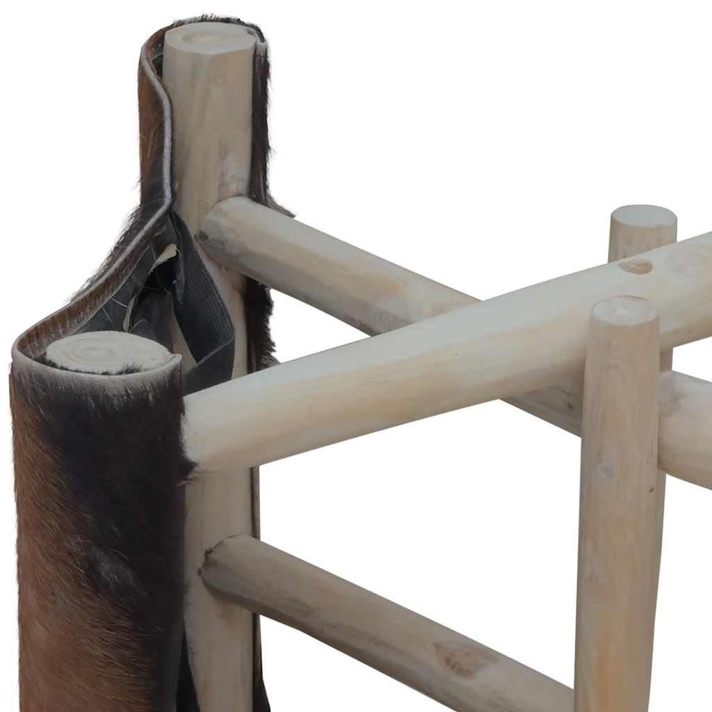 Sammenleggbar Krakk Geiteskinn Og Heltre Teak
