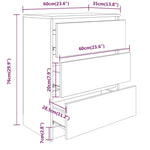 Skjenk Hvit 60X35X76 Cm Konstruert Tre