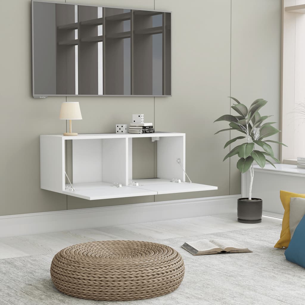 Tv-Benk Hvit 80X30X30 Cm Konstruert Tre