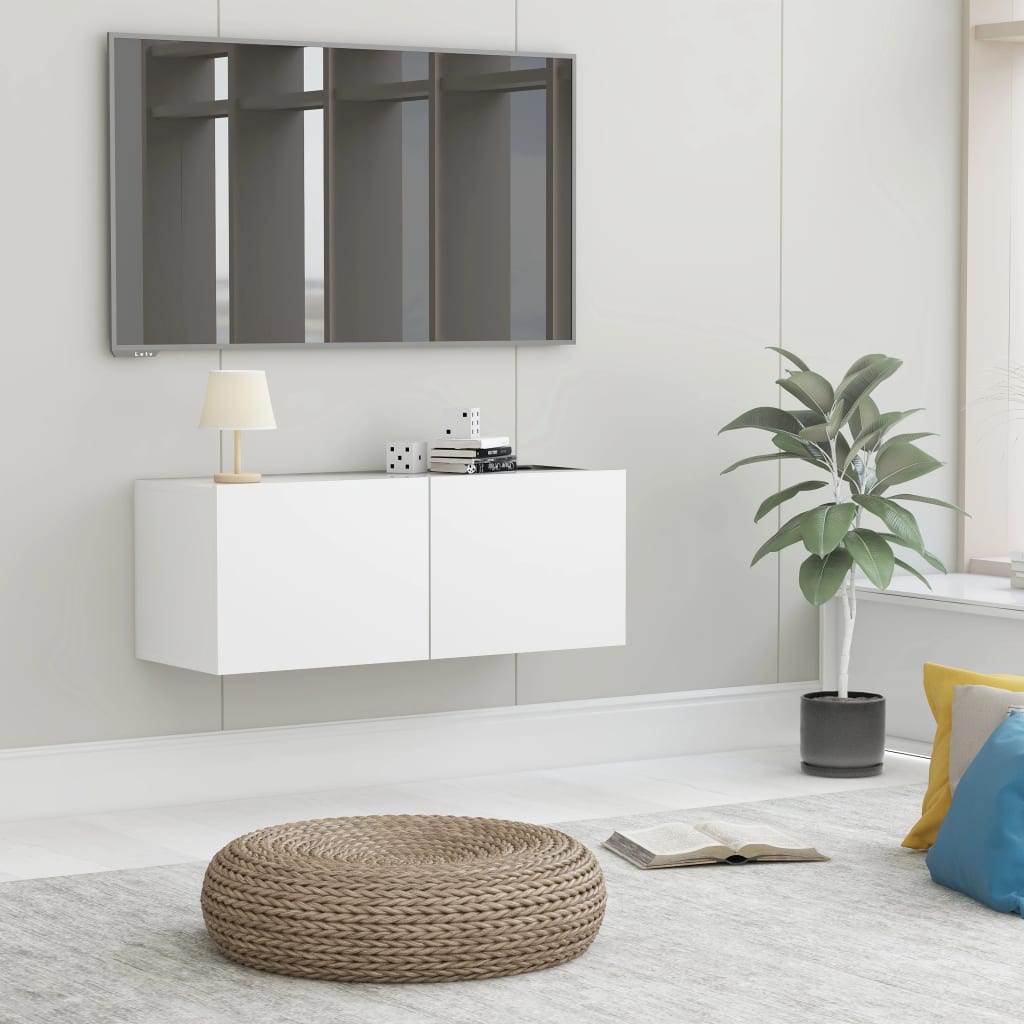 Tv-Benk Hvit 80X30X30 Cm Konstruert Tre