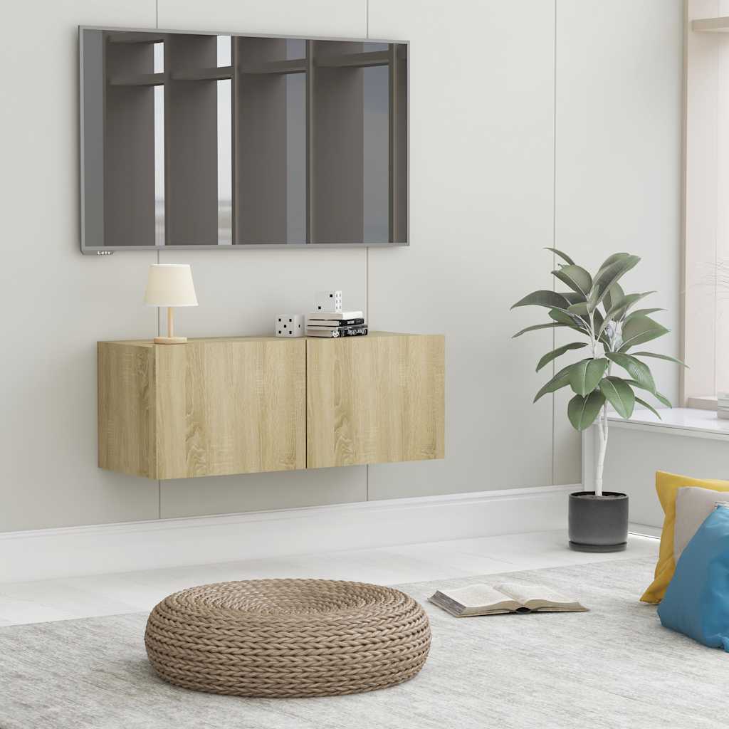 Tv-Benk Sonoma Eik 80X30X30 Cm Konstruert Tre