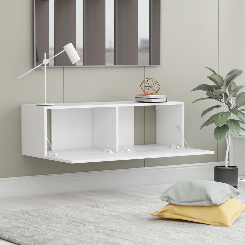 Tv-Benk Hvit 100X30X30 Cm Konstruert Tre