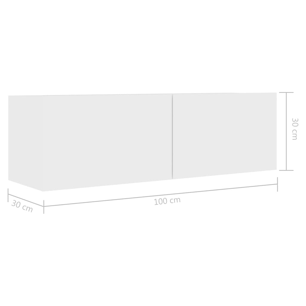 Tv-Benk Hvit 100X30X30 Cm Konstruert Tre