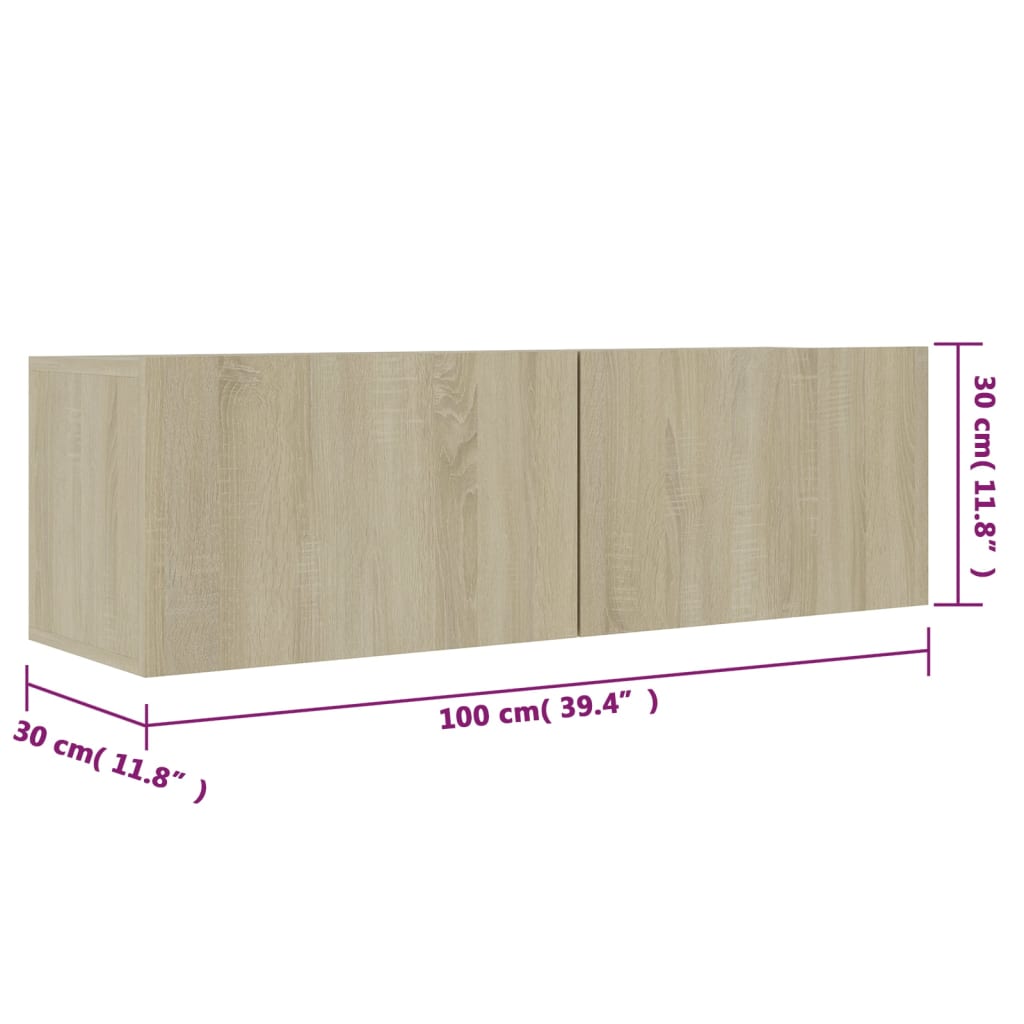Tv-Benk Sonoma Eik 100X30X30 Cm Konstruert Tre