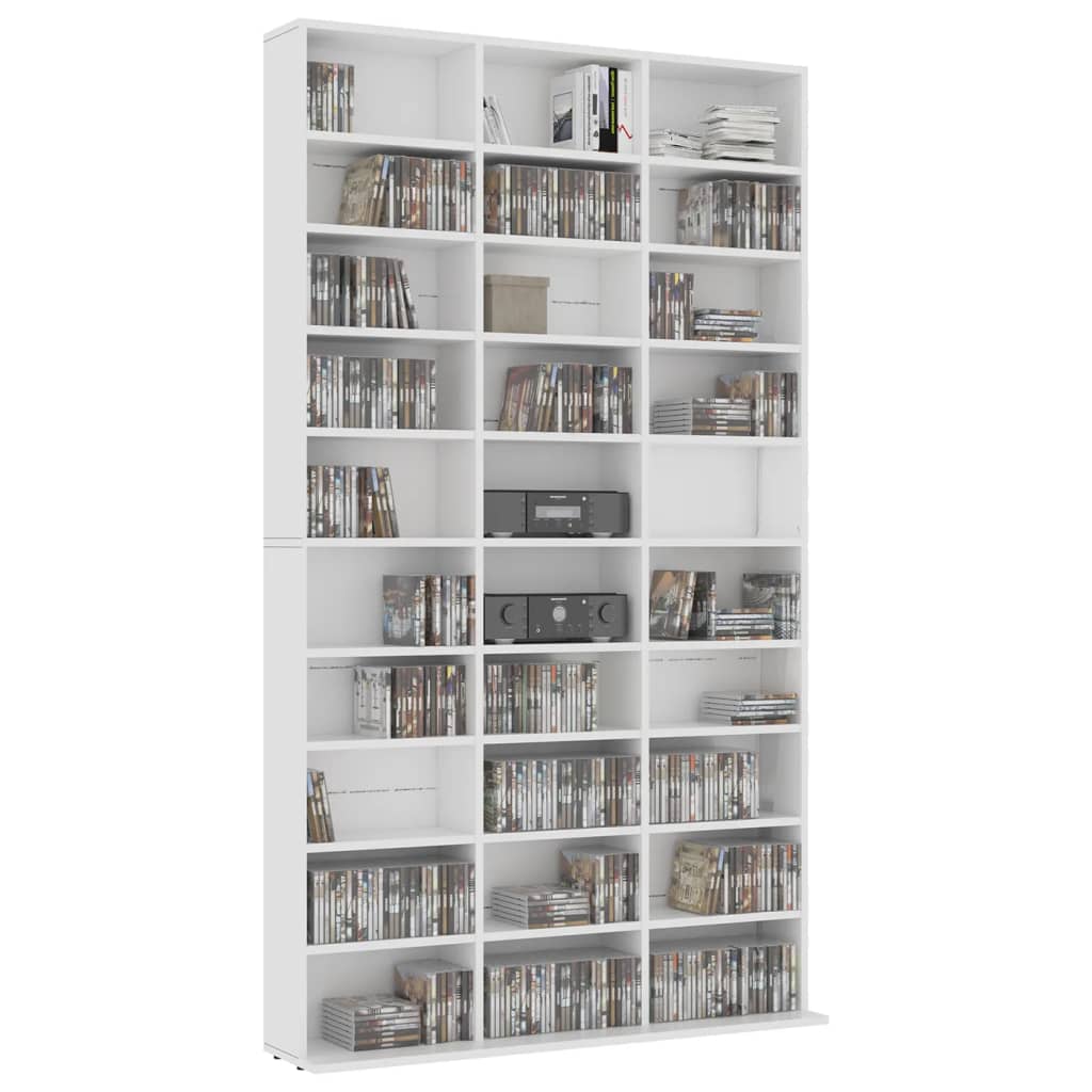 Cd-Hylle Hvit 102X16X177,5 Cm Konstruert Tre