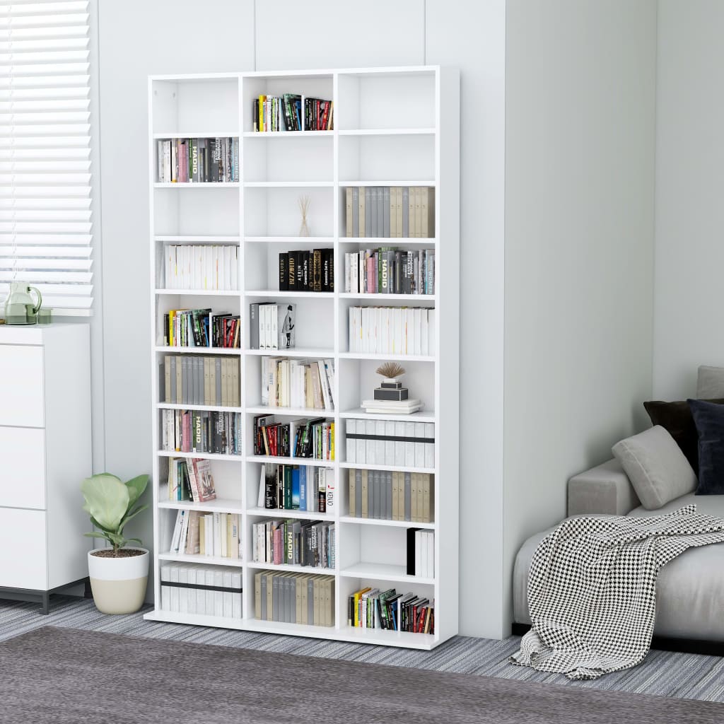 Cd-Hylle Hvit 102X16X177,5 Cm Konstruert Tre