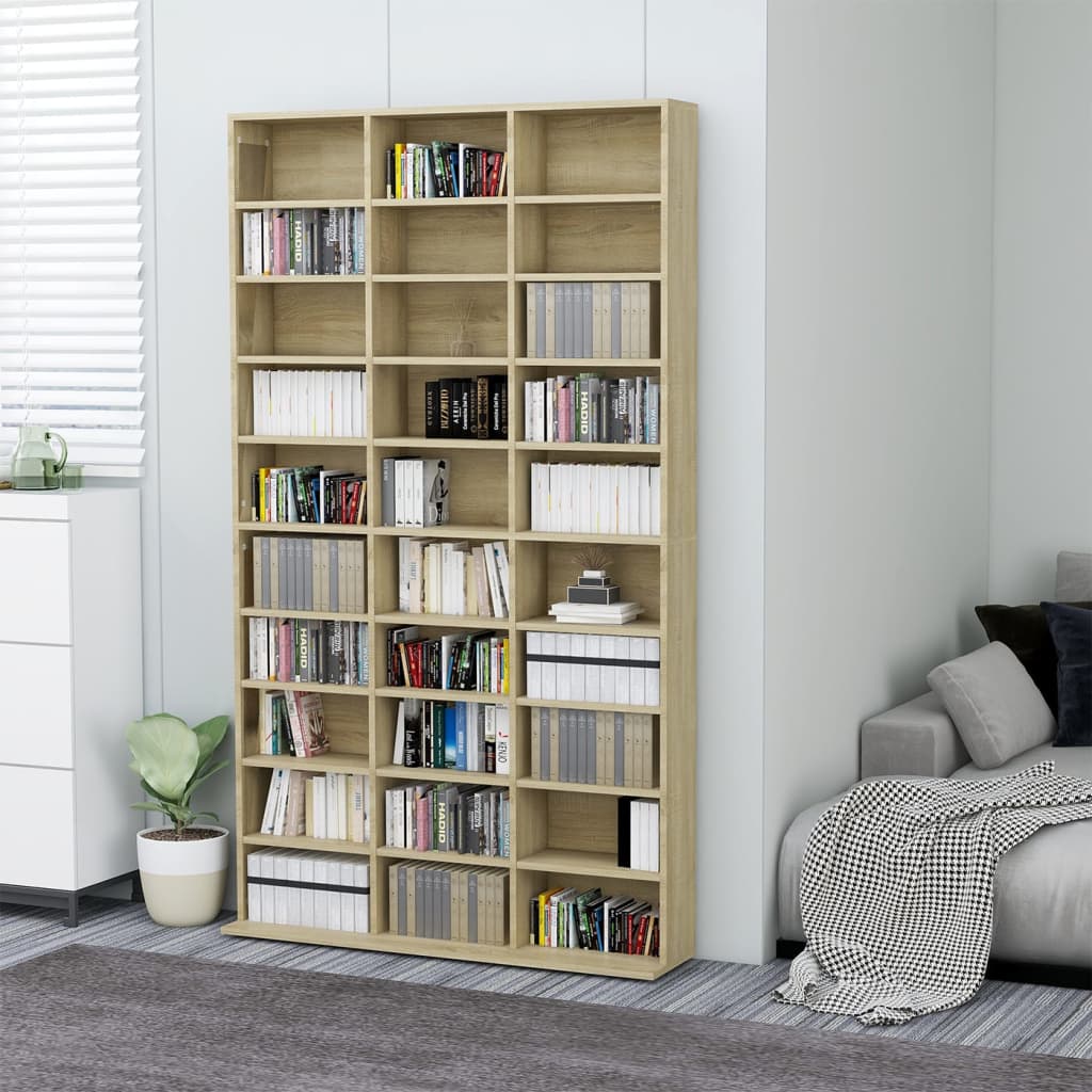 Cd-Hylle Sonoma Eik 102X16X177,5 Cm Konstruert Tre