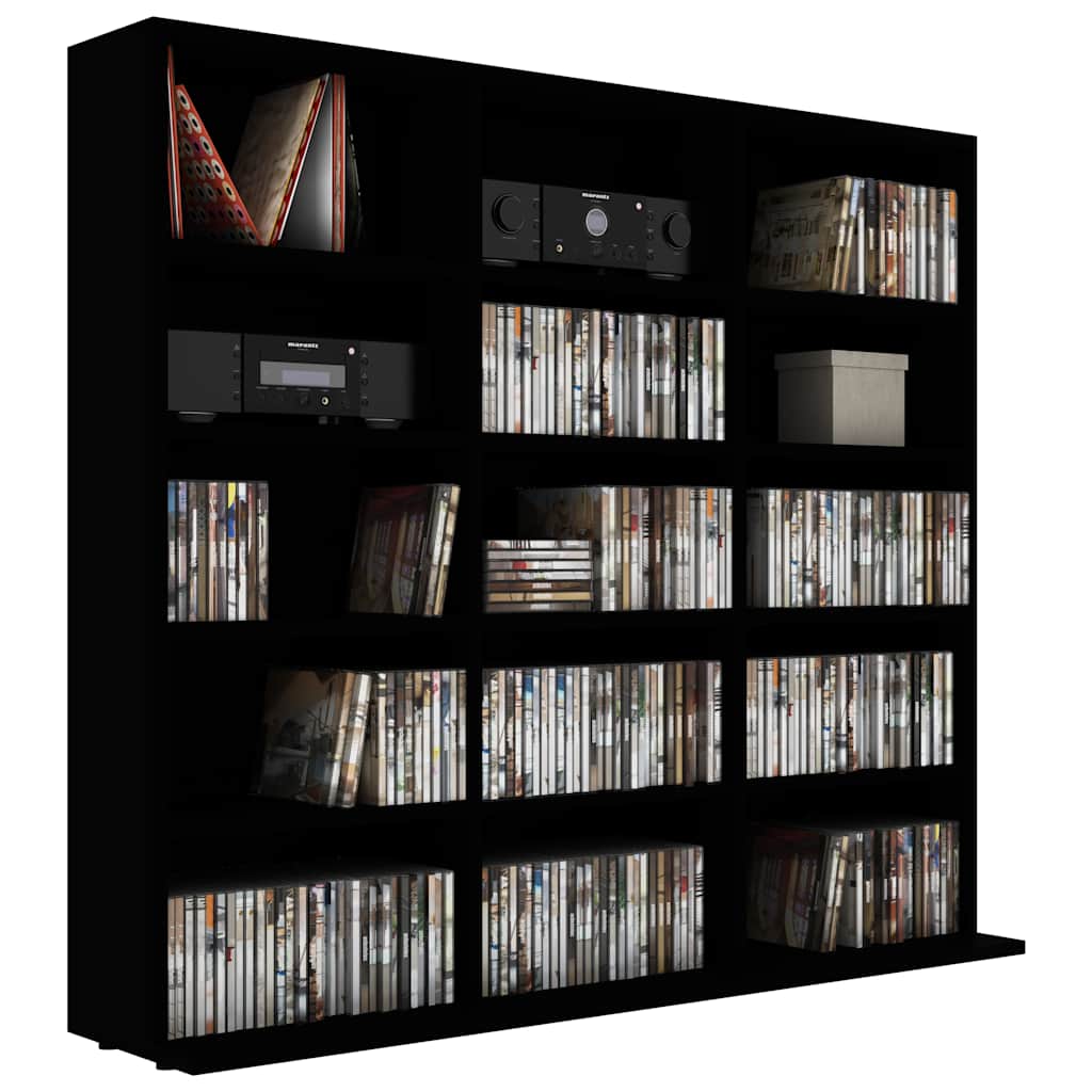 Cd-Hylle Svart 100X23X89,5 Cm Konstruert Tre