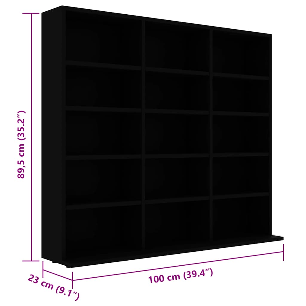 Cd-Hylle Svart 100X23X89,5 Cm Konstruert Tre