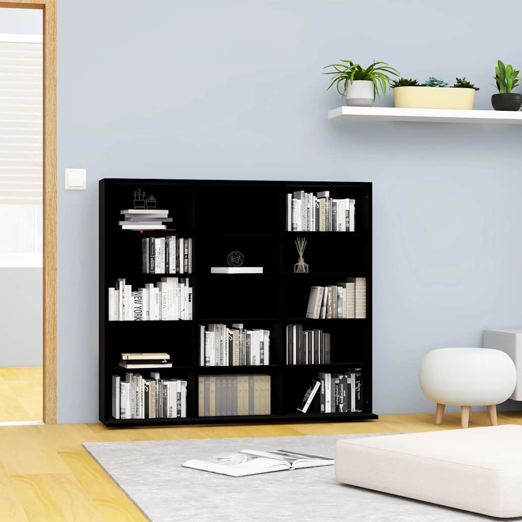 Cd-Hylle Svart 100X23X89,5 Cm Konstruert Tre
