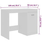 Skrivebord Hvit 100X50X76 Cm Konstruert Tre