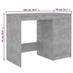 Skrivebord Betonggrå 100X50X76 Cm Konstruert Tre