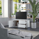 Tv-Benk Hvit 80X34X36 Cm Konstruert Tre