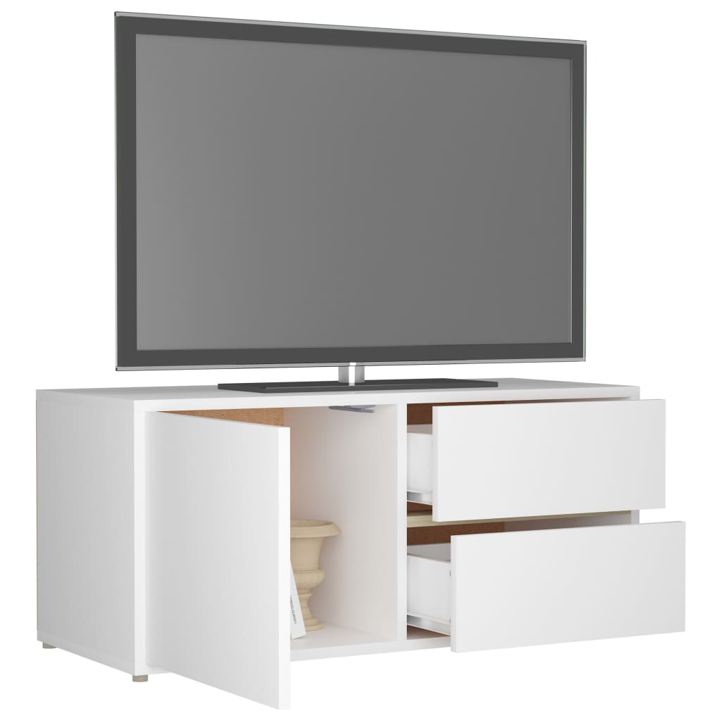 Tv-Benk Hvit 80X34X36 Cm Konstruert Tre
