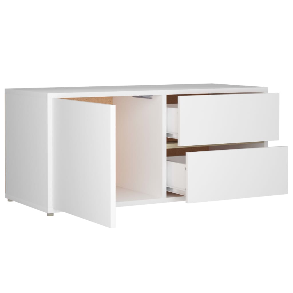 Tv-Benk Hvit 80X34X36 Cm Konstruert Tre