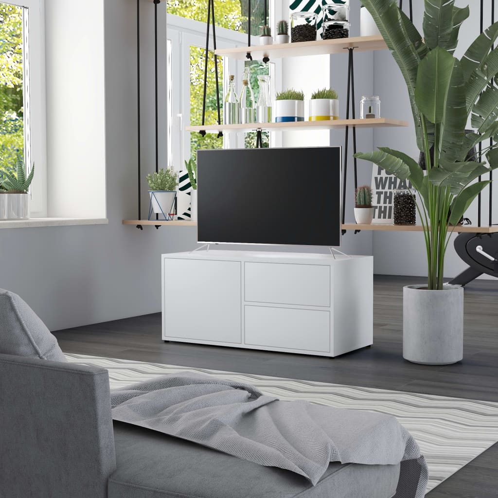 Tv-Benk Hvit 80X34X36 Cm Konstruert Tre