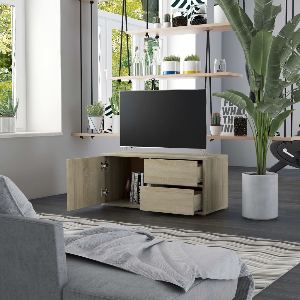 Tv-Benk Sonoma Eik 80X34X36 Cm Konstruert Tre