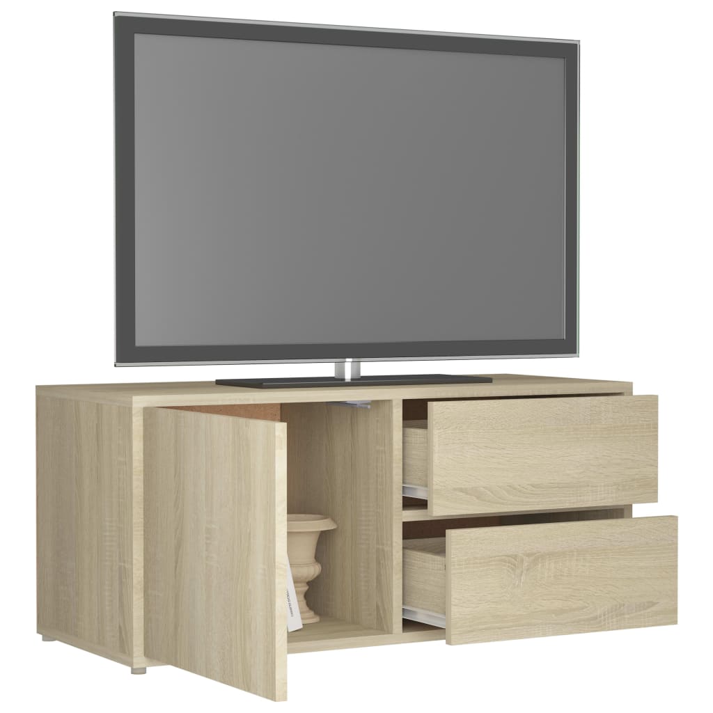 Tv-Benk Sonoma Eik 80X34X36 Cm Konstruert Tre
