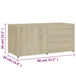 Tv-Benk Sonoma Eik 80X34X36 Cm Konstruert Tre