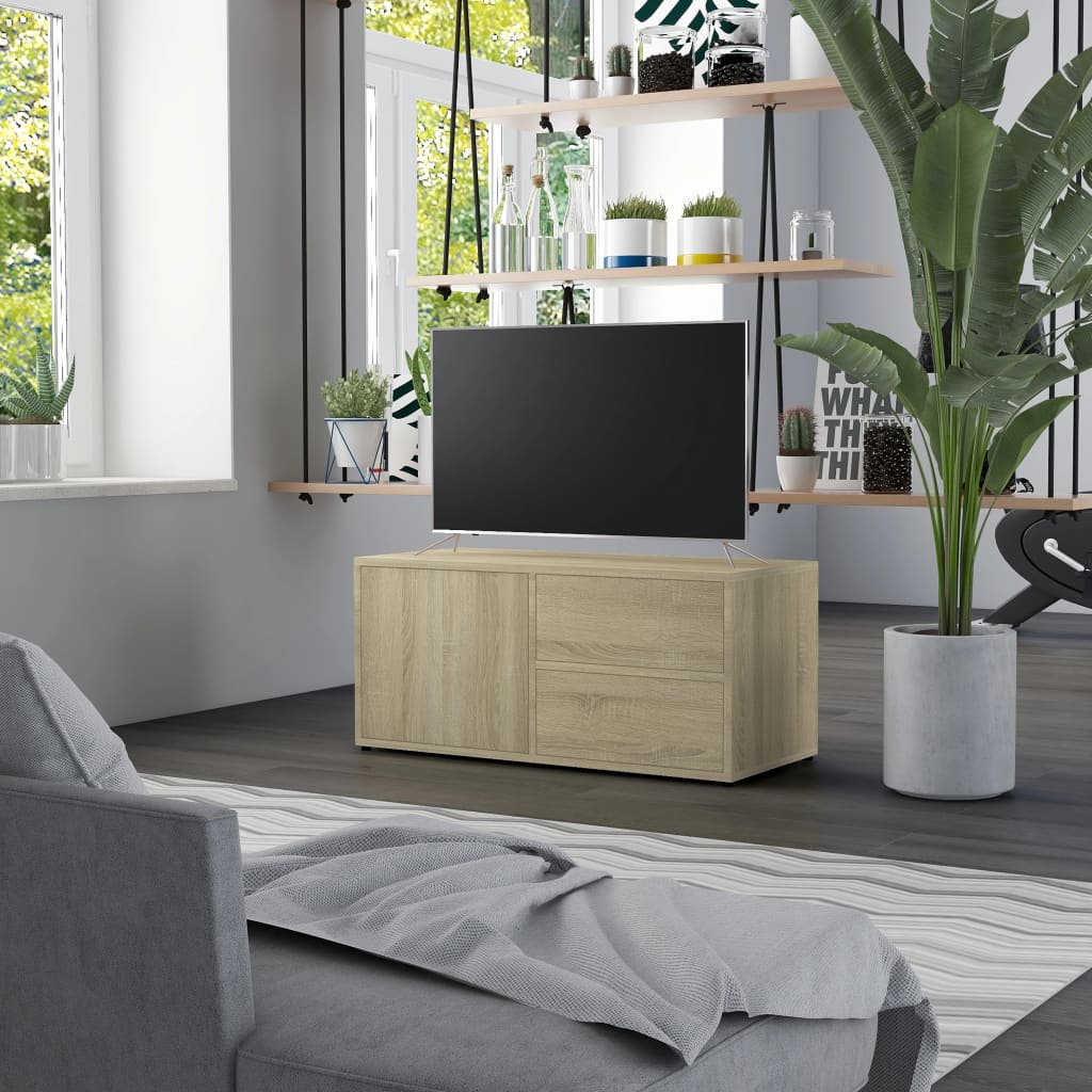 Tv-Benk Sonoma Eik 80X34X36 Cm Konstruert Tre