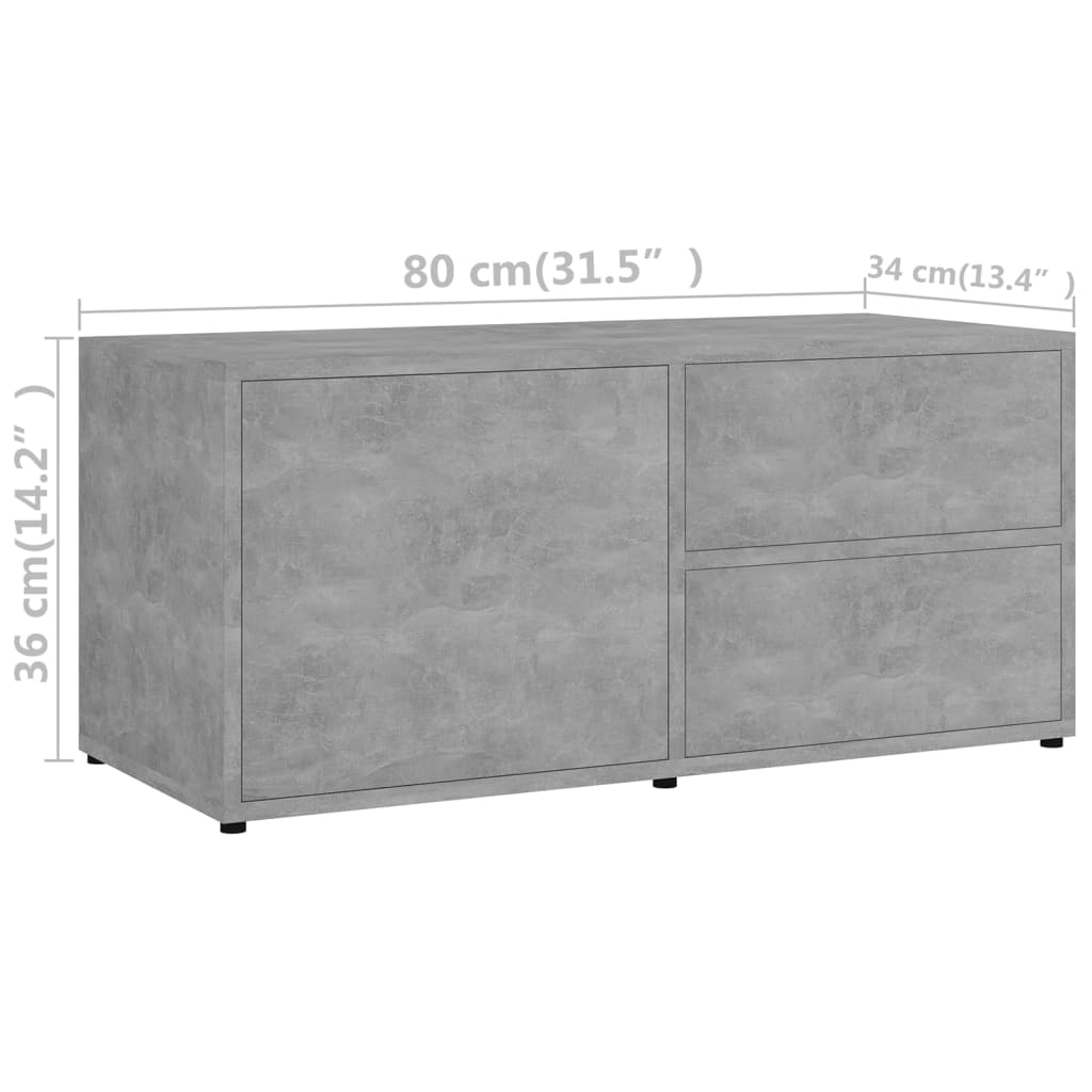 Tv-Benk Betonggrå 80X34X36 Cm Konstruert Tre