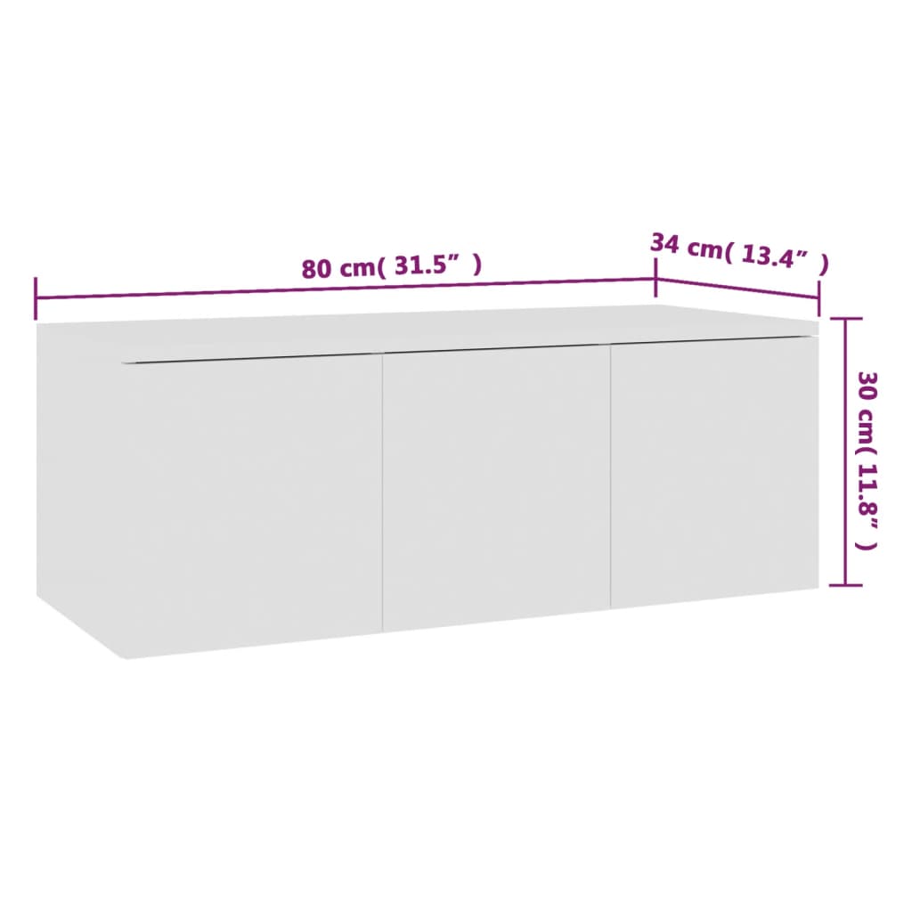 Tv-Benk Hvit 80X34X30 Cm Konstruert Tre