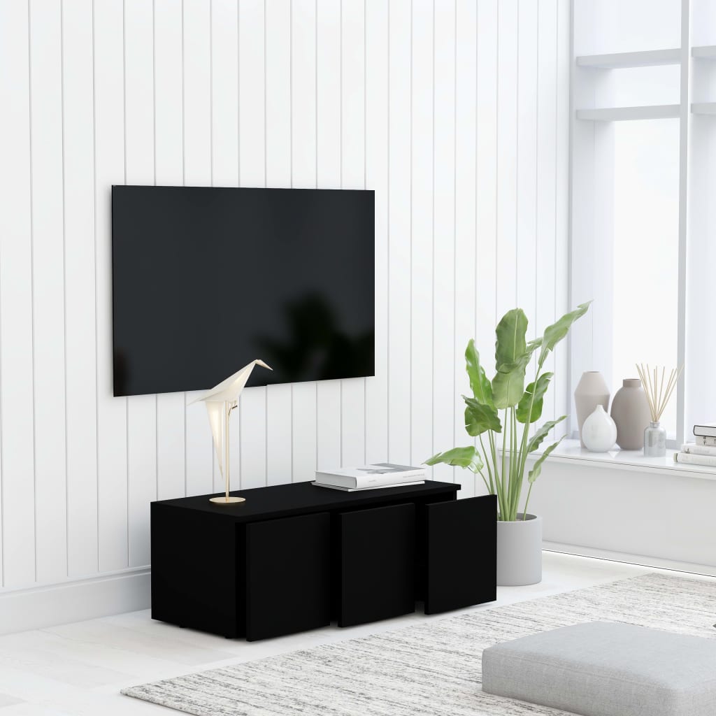 Tv-Benk Svart 80X34X30 Cm Konstruert Tre