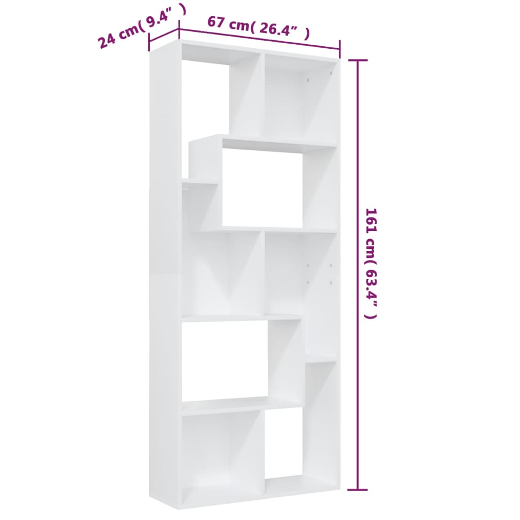 Bokhylle Hvit 67X24X161 Cm Konstruert Tre