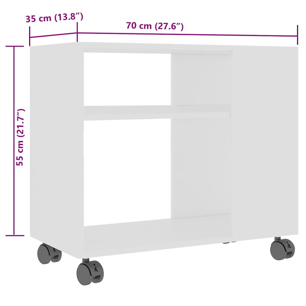 Sidebord Hvit 70X35X55 Cm Konstruert Tre