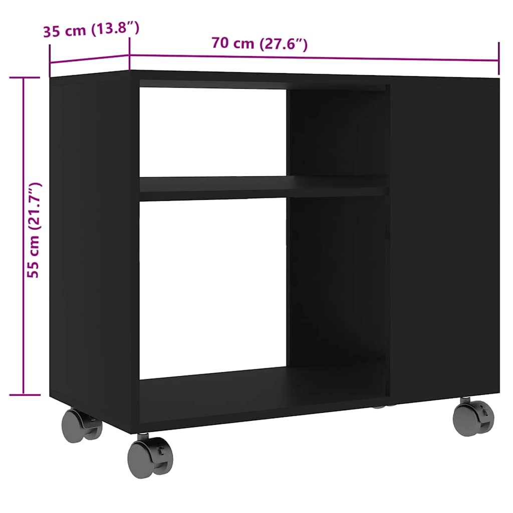 Sidebord Svart 70X35X55 Cm Konstruert Tre