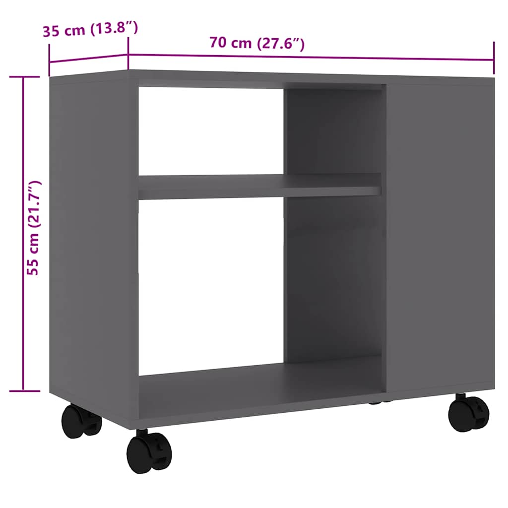 Sidebord Grå 70X35X55 Cm Konstruert Tre