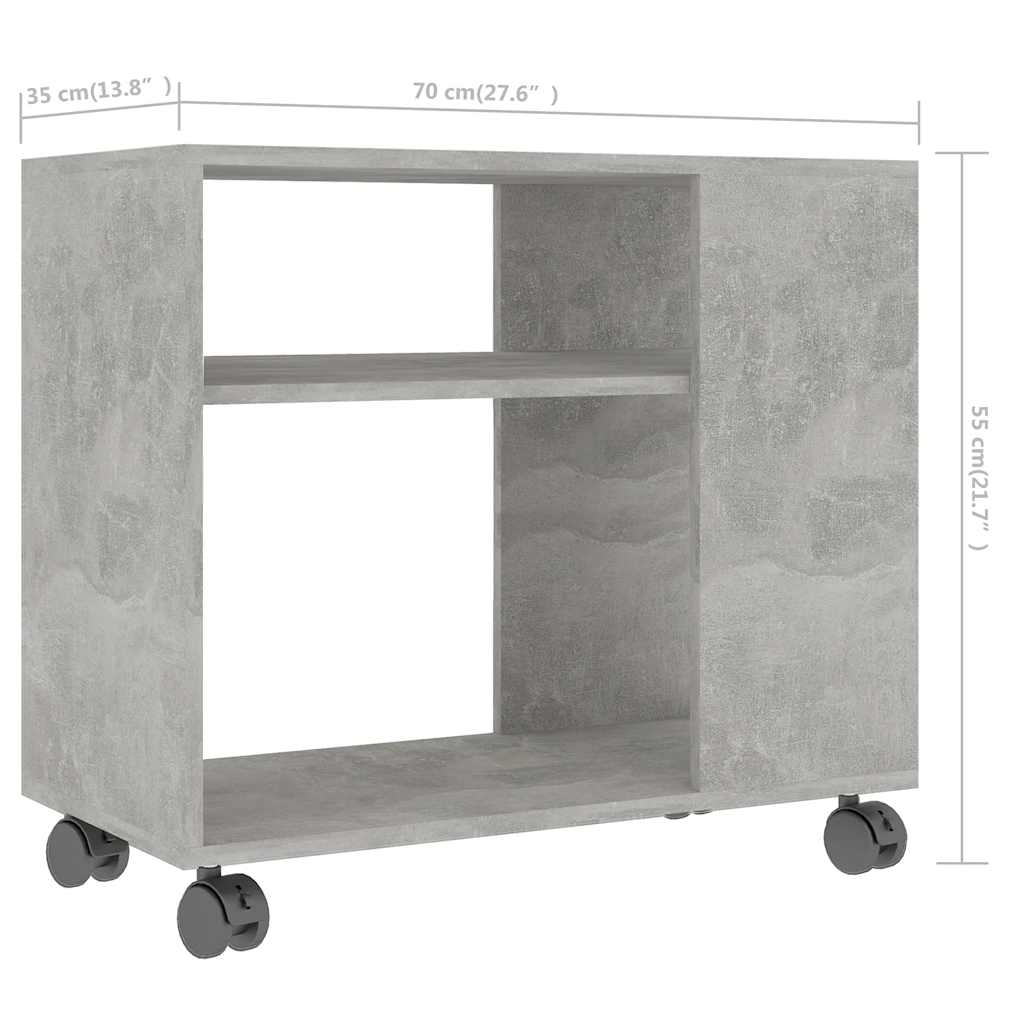 Sidebord Betonggrå 70X35X55 Cm Konstruert Tre